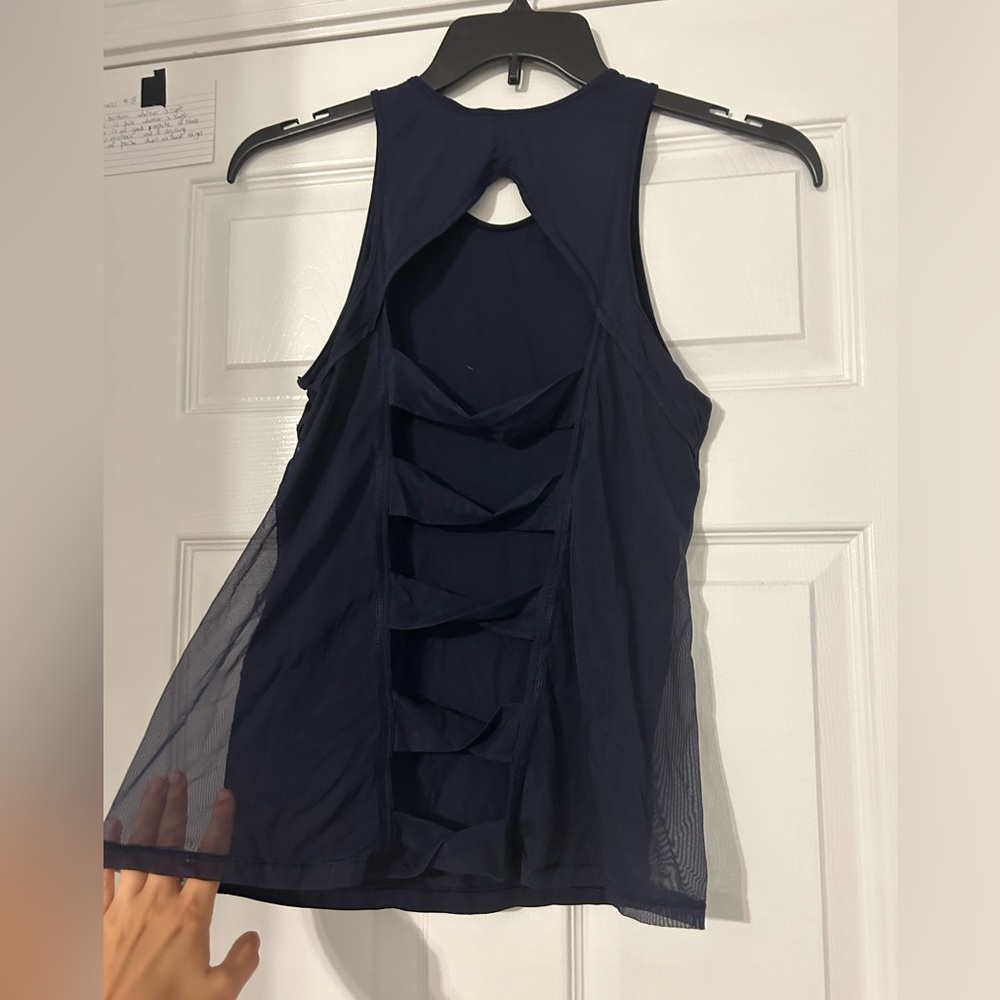 NWOT- Victorias secret sport classic navy twisted pleat open back tank